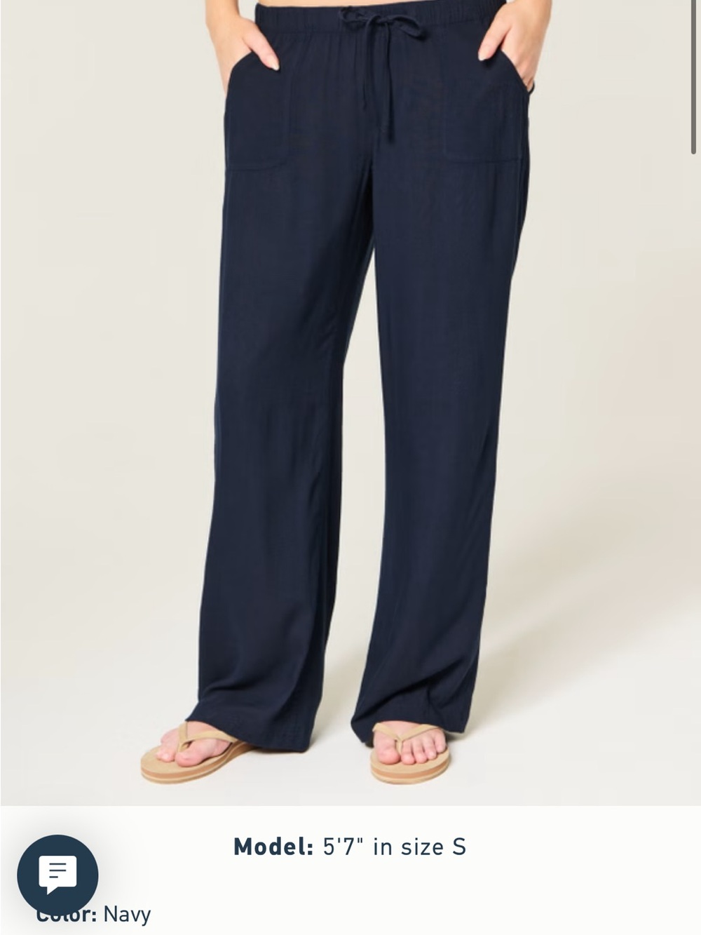 Hollister Women's Wide Leg Pants in Navy Blue